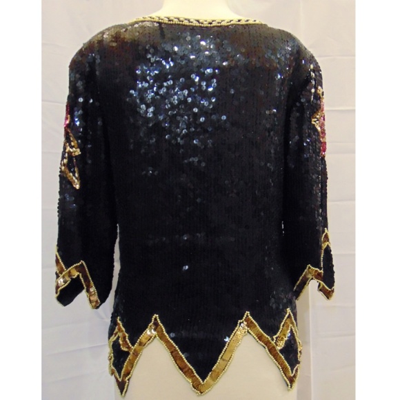 Vintage Chanson D' Amour Floral Sequin Top - Picture 6 of 7